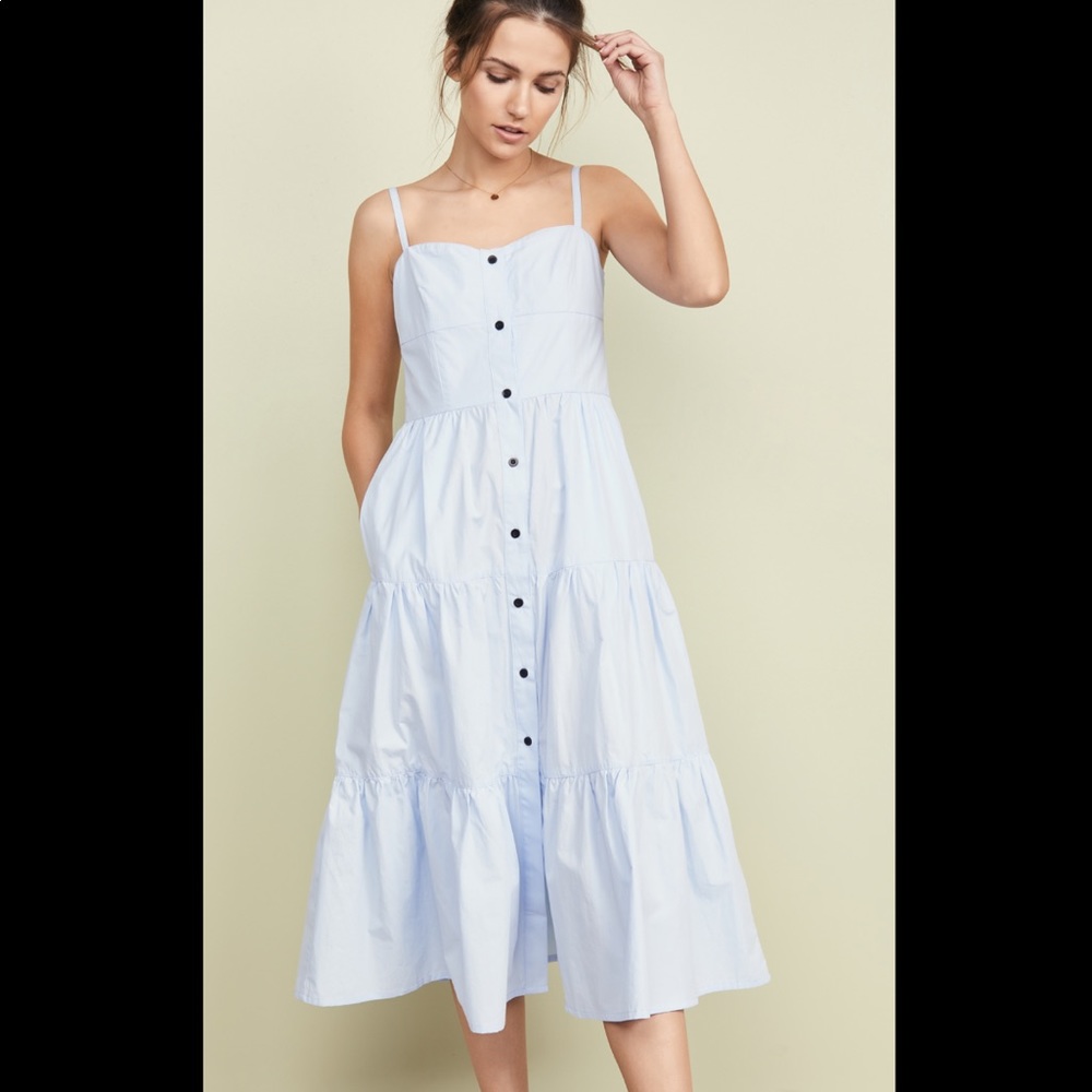 NWT Solid & Striped Tiered Dress in Sky XS